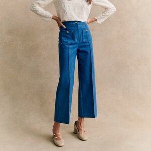 NWT Sezane Emilio Trousers in Blue Denim